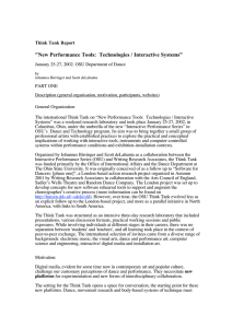 "New Performance Tools: Technologies / Interactive Systems”