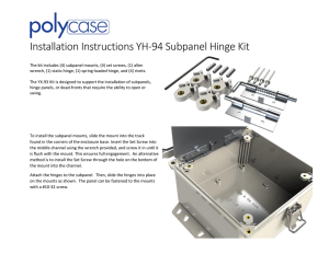 Installation Instructions YH-94 Subpanel Hinge Kit