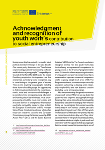 Acknowledgment and recognition of youth work`s