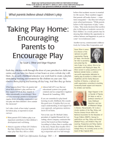 Taking Play Home: Encouraging Parents to Encourage Play