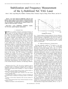 Stabilization and frequency measurement of the I/sub 2/