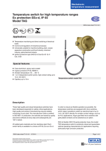 Temperature switch for high temperature ranges Ex protection EEx