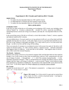 Experiment 4: RL Circuits and Undriven RLC Circuits