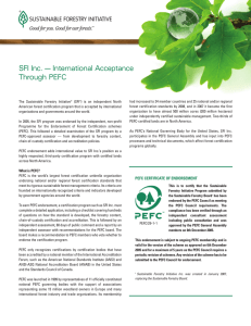 SFI Inc. — International Acceptance Through PEFC
