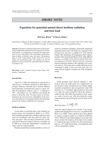 Equations for potential annual direct incident radiation and heat load