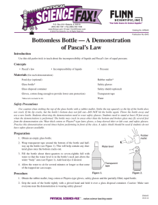 Bottomless Bottle — A Demonstration of Pascal`s Law