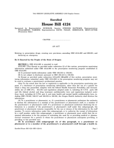 House Bill 4124 - Oregon Prescription Drug Monitoring Program