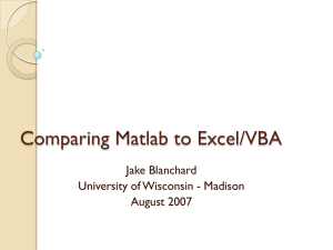 Using Matlab - Problem Solving with Excel and Matlab