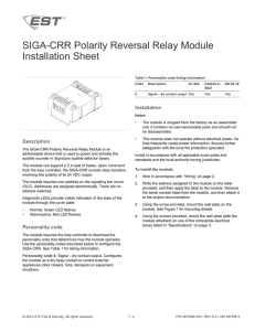 SIGA-CRR Polarity Reversal Relay Module Installation