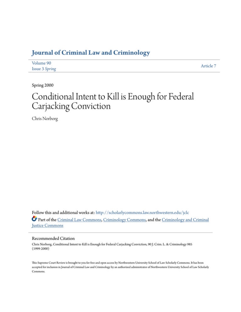 Conditional Intent to Kill is Enough for Federal Carjacking Conviction