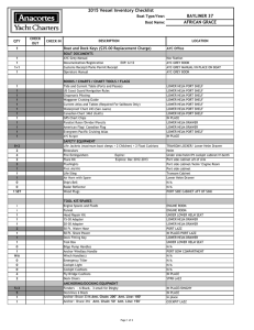 BAYLINER 37 AFRICAN GRACE 2015 Vessel Inventory Checklist