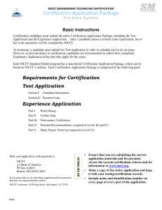Certification Application Package Requirements for