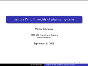Lecture IV: LTI models of physical systems