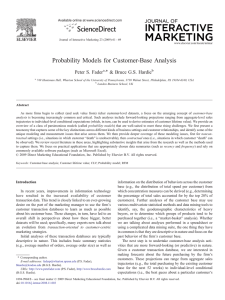 Probability Models for Customer-Base Analysis