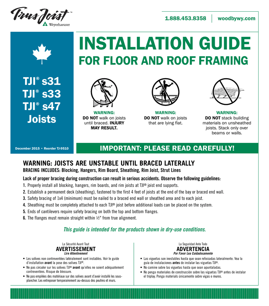 Installation Guide for Floor and Roof Framing with