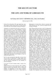 the kelvin lecture the life and work of lord kelvin