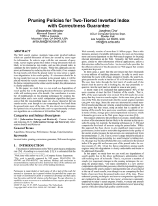 Pruning Policies for Two-Tiered Inverted Index with Correctness