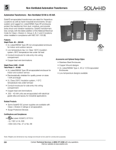 Non-Ventilated Automation Transformers