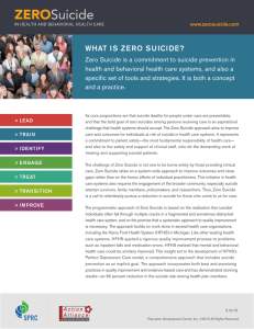 What is Zero Suicide? - National Action Alliance for Suicide Prevention