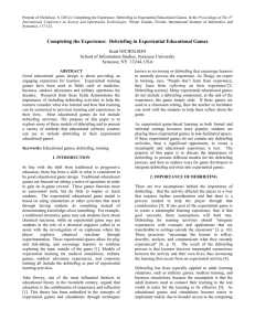 Completing the Experience: Debriefing in Experiential Educational