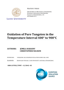 Oxidation of Pure Tungsten in the Temperature Interval 400° to 900°C