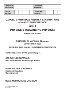 Question paper - Unit G491 - Physics in action - Visually