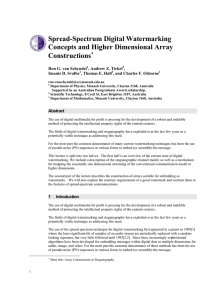 Spread-Spectrum Digital Watermarking Concepts and Higher Dimen