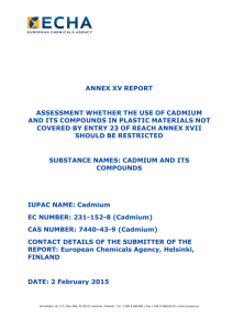 annex xv report assessment whether the use of cadmium and its