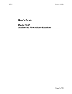 User`s Guide Model 1647 Avalanche Photodiode Receiver