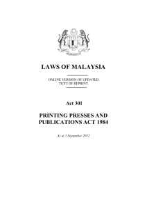 Printing Presses and Publications Act