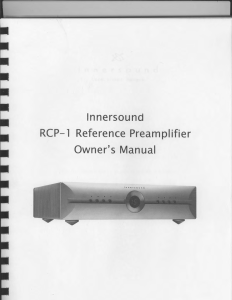 lnnersound Reference Pream pl ifier Owner`s Manual