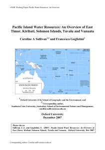 Pacific Island Water Resources: An Overview of East Timor, Kiribati