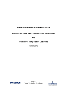 Recommended Verification Practice for Rosemount 3144P HART