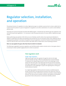 Regulator selection, installation, and operation