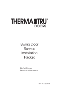 Swing Door Service Installation Packet - Therma