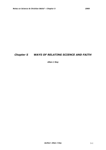 Chapter 5 WAYS OF RELATING SCIENCE AND FAITH