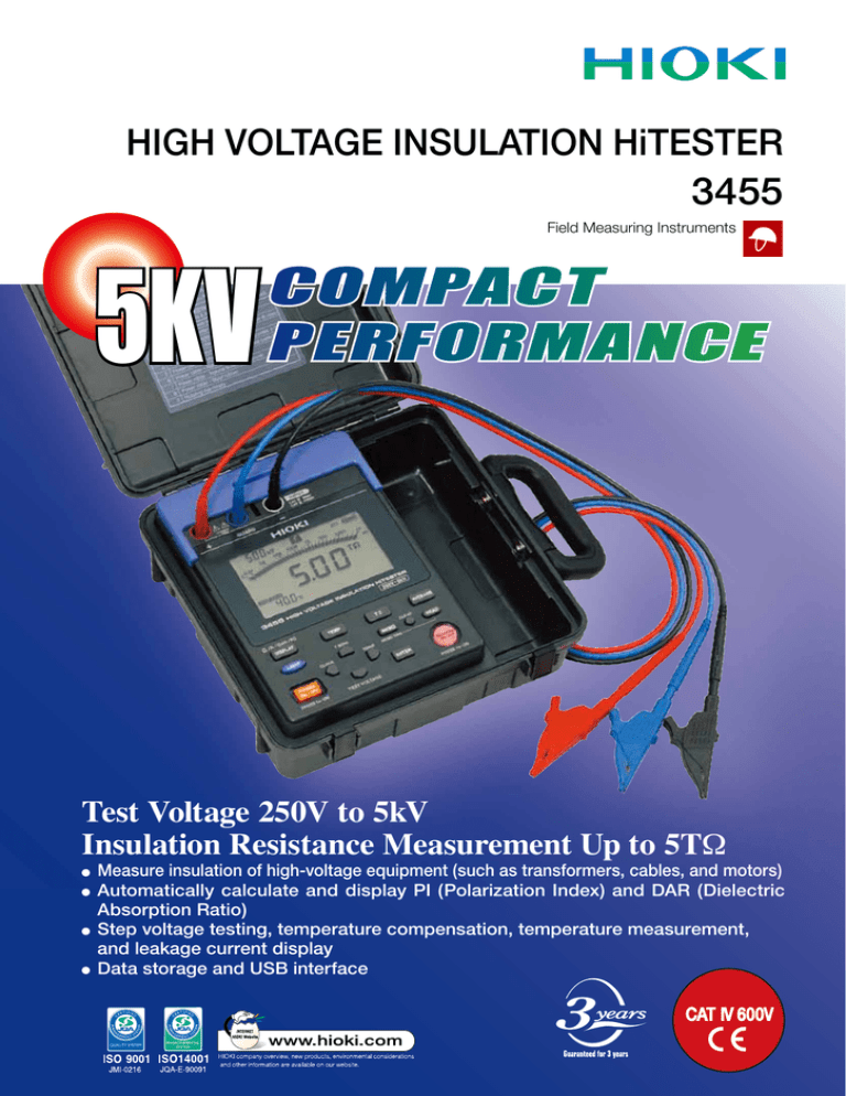 HIGH VOLTAGE INSULATION HiTESTER 3455