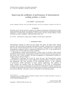 Improving the coefficient of performance of thermoelectric cooling