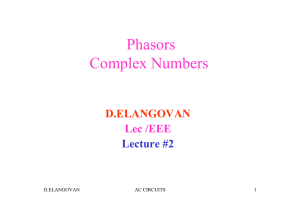 Phasors Complex Numbers