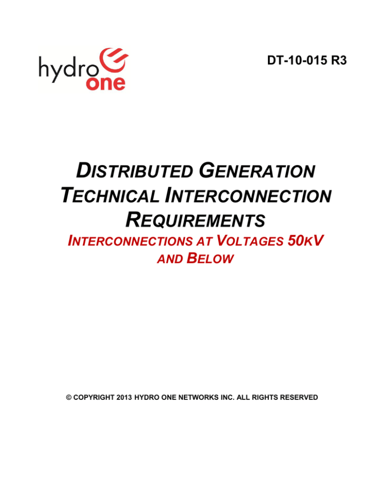 Distributed Generation Technical Interconnection