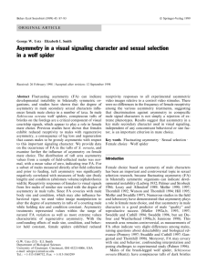 Asymmetry in a visual signaling character and sexual selection in a