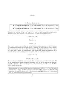 9.3-9.6 1. Partial Derivatives • The partial derivative of f(x, y) with