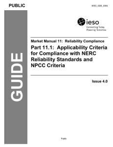 11.1 - Applicability Criteria for Compliance with NERC Reliability