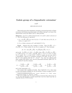Galois group of a biquadratic extension