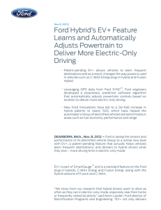 Ford Hybrid`s EV+ Feature Learns and Automatically Adjusts