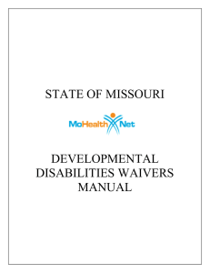 DD Waiver Manual - Provider MO HealthNet Manuals