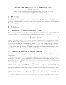 Bernoulli`s Equation for a Rotating Fluid - Physics