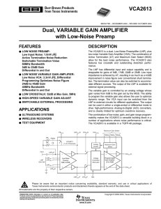 VCA2613: Dual Variable Gain Amplifier with Low
