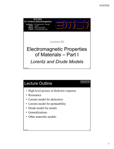 Lecture 2 -- Lorentz and Drude models