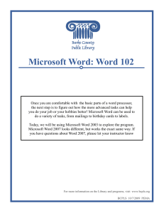 Microsoft Word: Word 102